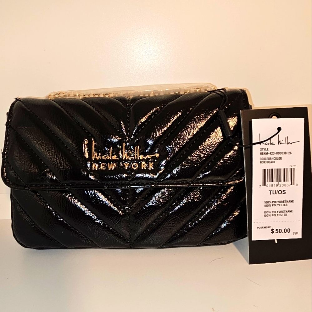 Nicole Miller Black Quilted Women's Bag NWT